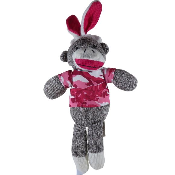 DanDee Sock Monkey Plush Camo Bunny Ears Green and Pink 10" Lot Easter Toys - Picture 13 of 16